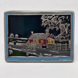 Lancaster County Belt Buckle Mens Silver Enamel Amish Buggy Souvenir Made in USA